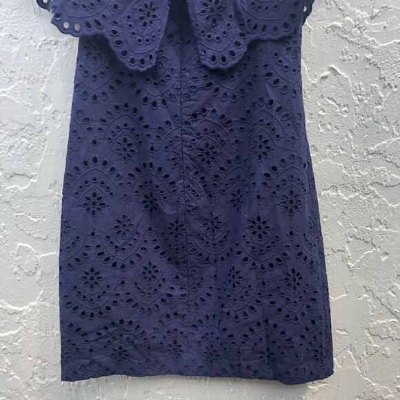 CYNTHIA STEFFE Blue Eyelett Off Shoulder Dress 0 - Picture 7 of 13